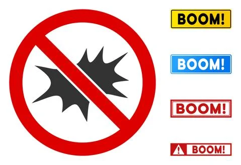 Flat Vector No Bang Sign with Messages in Rectangular Frames Illustrazione stock