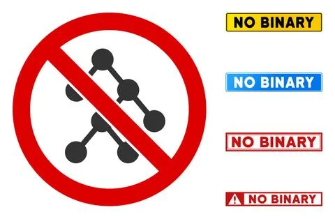 Flat Vector No Binary Tree Sign with Texts in Rectangular Frames 库存插图
