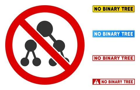 Flat Vector No Binary Tree Sign with Phrases in Rectangular Frames 库存插图