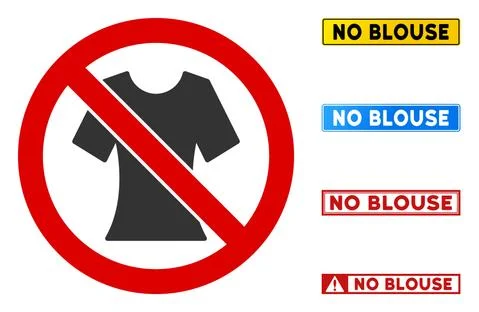 Flat Vector No Blouse Sign with Captions in Rectangular Frames 스톡 일러스트