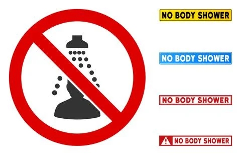 Flat Vector No Body Shower Sign with Badges in Rectangular Frames Stockillustratie
