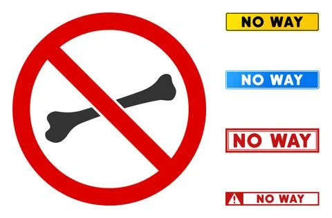 Flat Vector No Bone Sign with Texts in Rectangle Frames Illustrazione stock