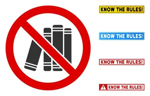 Flat Vector No Book Library Sign with Words in Rectangular Frames Stock Illustration