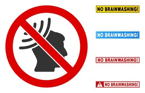 Flat Vector No Brain Irradiation Sign with Phrases in Rectangular Frames Stock Illustration