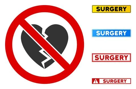 Flat Vector No Broken Heart Sign with Badges in Rectangular Frames 스톡 일러스트