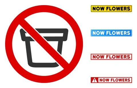 Flat Vector No Bucket Sign with Captions in Rectangular Frames イラスト素材