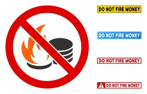 Flat Vector No Burn Coins Sign with Phrases in Rectangular Frames Stock Illustration