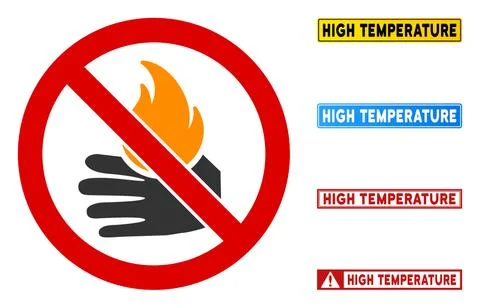 Flat Vector No Burn Hand Sign with Badges in Rectangular Frames 스톡 일러스트