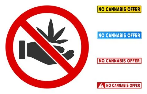 Flat Vector No Cannabis Offer Sign with Messages in Rectangular Frames Illustrazione stock