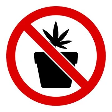Flat Vector No Cannabis Pot Icon Illustration
