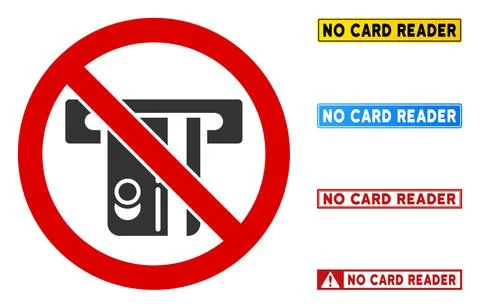 Flat Vector No Card Reader Sign with Titles in Rectangular Frames 스톡 일러스트