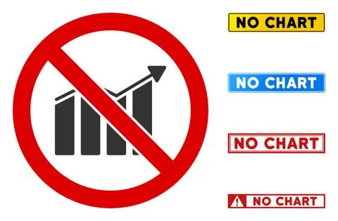 Flat Vector No Chart Sign with Badges in Rectangular Frames Illustrazione stock