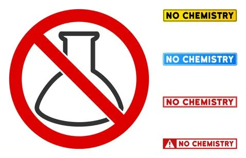 Flat Vector No Chemical Retort Sign with Messages in Rectangular Frames Illustrazione stock