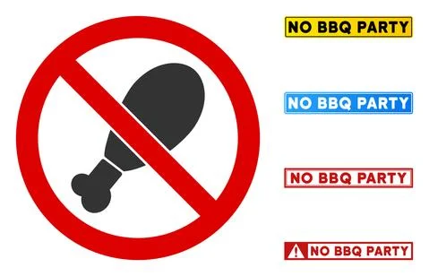 Flat Vector No Chicken Leg Sign with Badges in Rectangular Frames Stock Illustration