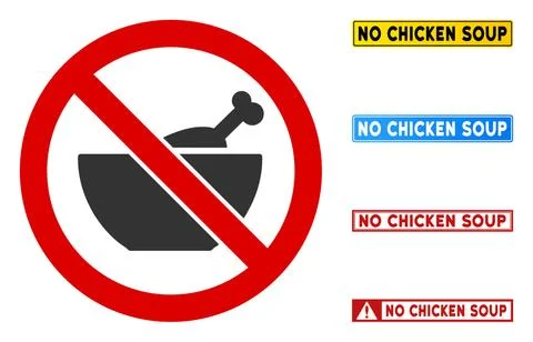 Flat Vector No Chicken Soup Sign with Messages in Rectangular Frames Stock Illustration