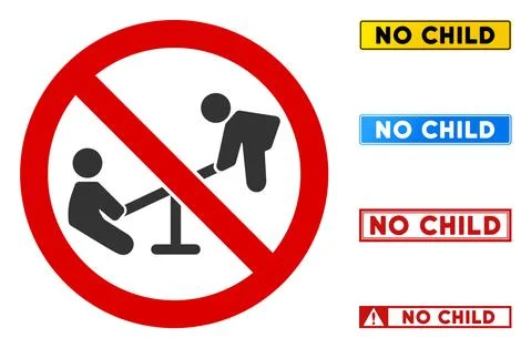 Flat Vector No Child Swings Sign with Words in Rectangular Frames 스톡 일러스트