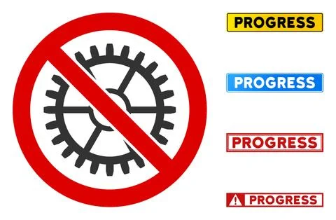 Flat Vector No Clock Wheel Sign with Badges in Rectangle Frames Illustrazione stock