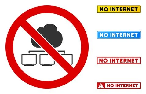 Flat Vector No Cloud Computers Sign with Captions in Rectangle Frames Ilustración de archivo