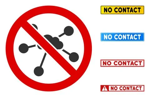 Flat Vector No Cloud Links Sign with Captions in Rectangle Frames Stock Illustration