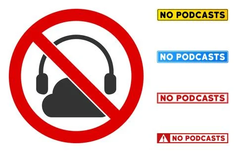 Flat Vector No Cloud Podcast Sign with Words in Rectangular Frames Illustrazione stock