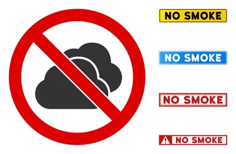 Flat Vector No Clouds Sign with Words in Rectangular Frames Stock Illustration