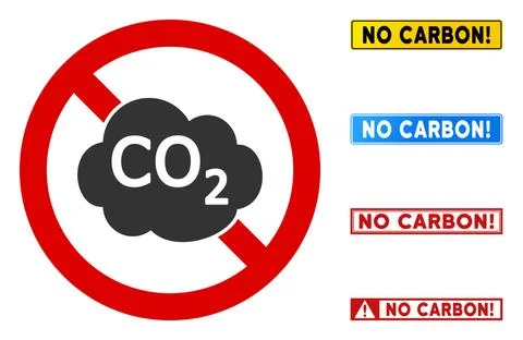 Flat Vector No Co2 Pollution Sign with Phrases in Rectangle Frames 스톡 일러스트