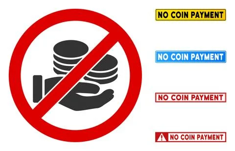 Flat Vector No Coin Payment Sign with Words in Rectangular Frames 스톡 일러스트