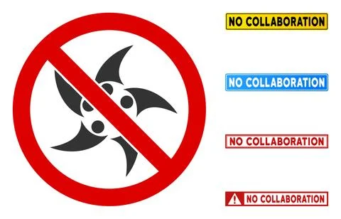 Flat Vector No Collaboration Sign with Phrases in Rectangular Frames Illustrazione stock