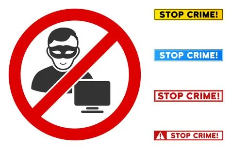 Flat Vector No Computer Hacker Sign with Texts in Rectangle Frames Illustrazione stock