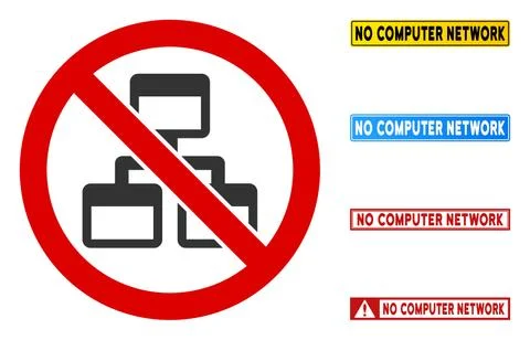 Flat Vector No Computer Network Sign with Titles in Rectangle Frames 스톡 일러스트