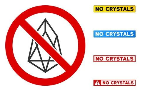 Flat Vector No Crystal Sign with Phrases in Rectangle Frames イラスト素材