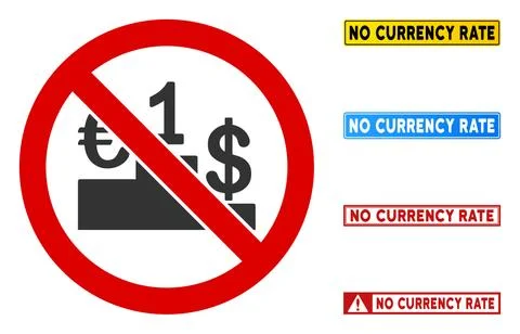 Flat Vector No Currency Rate Sign with Titles in Rectangular Frames 스톡 일러스트