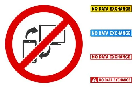 Flat Vector No Data Exchange Sign with Phrases in Rectangle Frames 스톡 일러스트