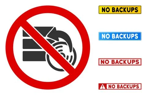 Flat Vector No Data Recovery Sign with Captions in Rectangular Frames Stock Illustration