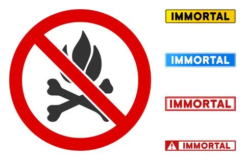 Flat Vector No Death Fire Sign with Words in Rectangular Frames Illustrazione stock