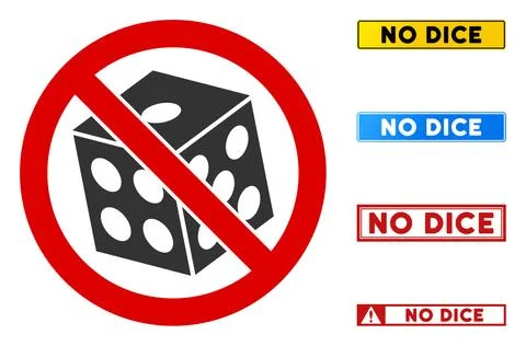 Flat Vector No Dice Sign with Phrases in Rectangle Frames Illustrazione stock