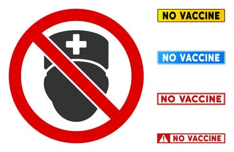 Flat Vector No Doctor Head Sign with Messages in Rectangle Frames Stock Illustration