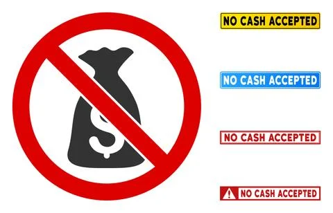 Flat Vector No Dollar Deposit Sign with Titles in Rectangular Frames Stock Illustration