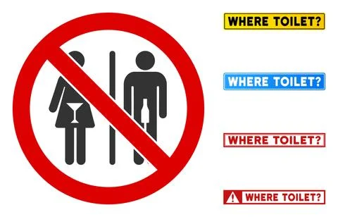 Flat Vector No Drunk People Toilet Sign with Phrases in Rectangle Frames Stock Illustration