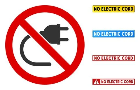 Flat Vector No Electric Cord Sign with Texts in Rectangular Frames Illustrazione stock