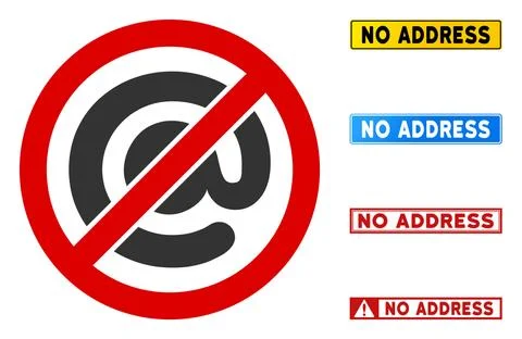 Flat Vector No Email Address Sign with Badges in Rectangular Frames Illustrazione stock