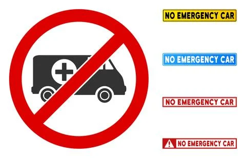 Flat Vector No Emergency Car Sign with Badges in Rectangular Frames Illustrazione stock