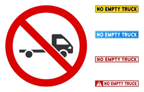 Flat Vector No Empty Truck Sign with Badges in Rectangle Frames Stock Illustration
