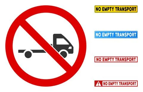 Flat Vector No Empty Truck Sign with Phrases in Rectangle Frames Stock Illustration