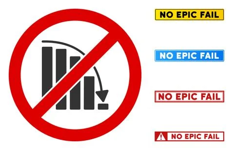 Flat Vector No Epic Fail Sign with Texts in Rectangular Frames Stock Illustration