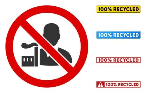 Flat Vector No Fabric Owner Sign with Phrases in Rectangular Frames Stock Illustration