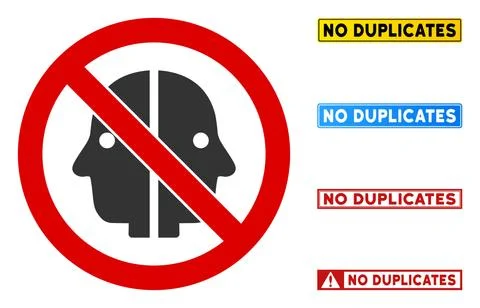 Flat Vector No Face Duplicity Sign with Titles in Rectangle Frames Stockillustratie