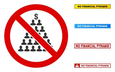 Flat Vector No Financial Pyramid Sign with Phrases in Rectangular Frames Illustrazione stock