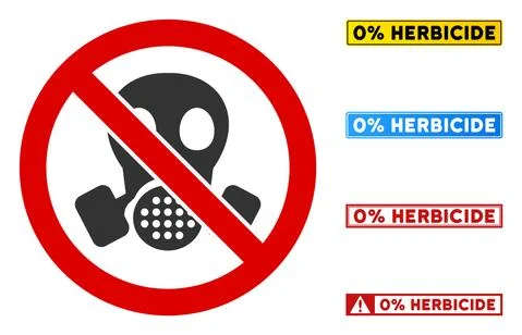 Flat Vector No Gas Mask Sign with Badges in Rectangular Frames Illustrazione stock