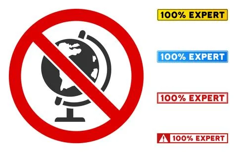 Flat Vector No Global Model Sign with Messages in Rectangle Frames Stockillustratie